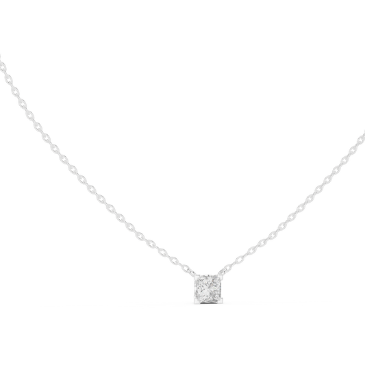 Princess Cut Solitaire Pendant Minimal Elegant Design In Gold Dainty Jewelry For Her