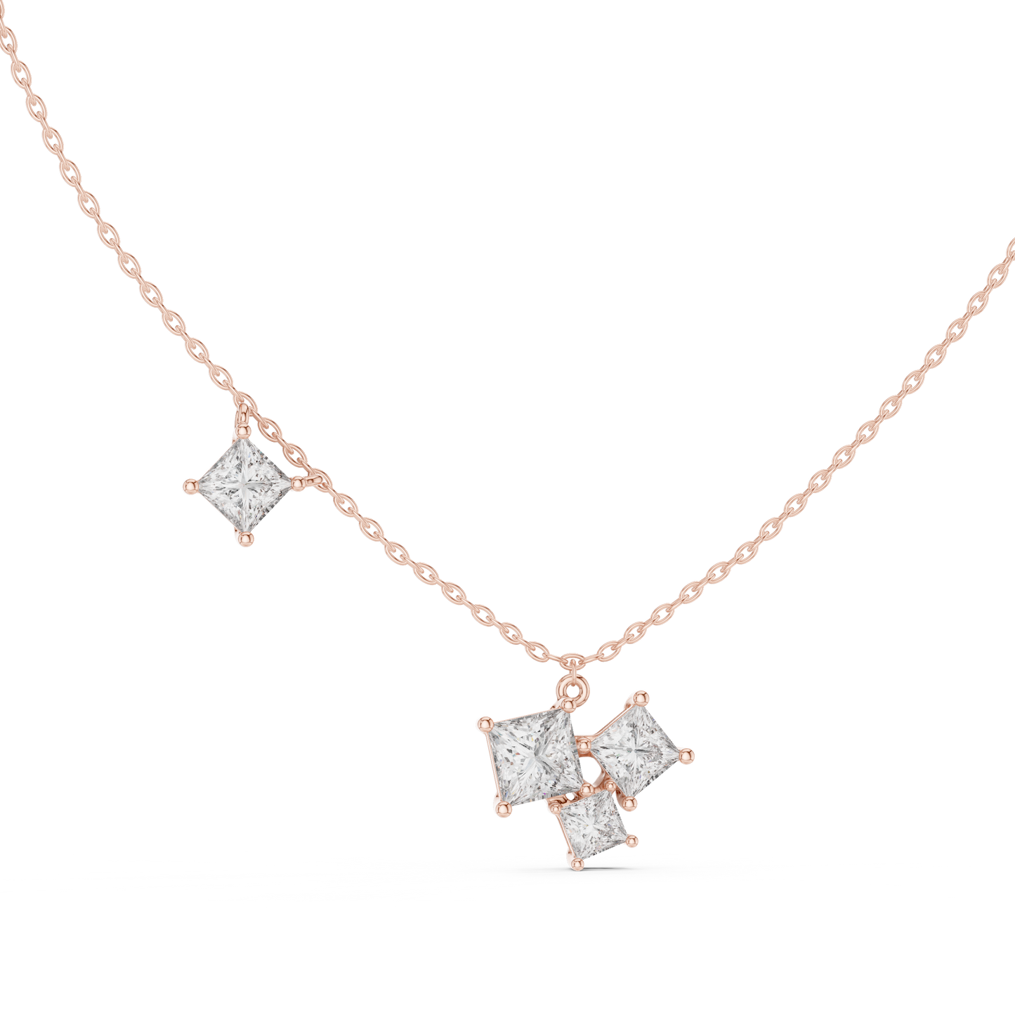 Princess Cut Four Stone Lab Grown Diamond Shinning Pendant For Her Anniversary - HIGHCARAT DIAMONDS