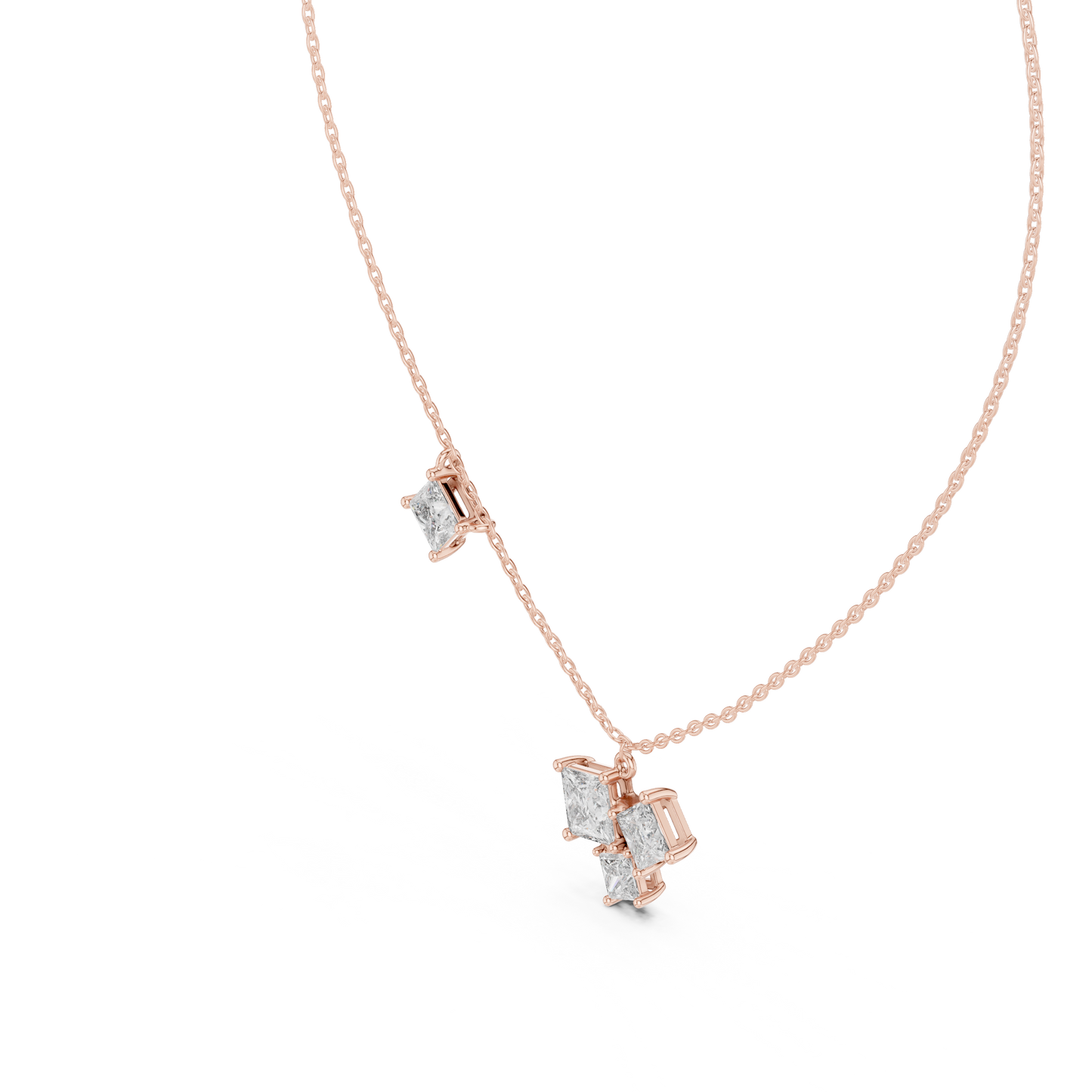 Princess Cut Four Stone Lab Grown Diamond Shinning Pendant For Her Anniversary - HIGHCARAT DIAMONDS