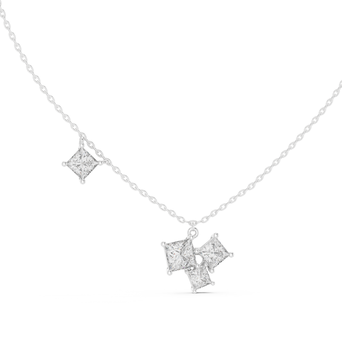 Princess Cut Four Stone Lab Grown Diamond Shinning Pendant For Her Anniversary - HIGHCARAT DIAMONDS
