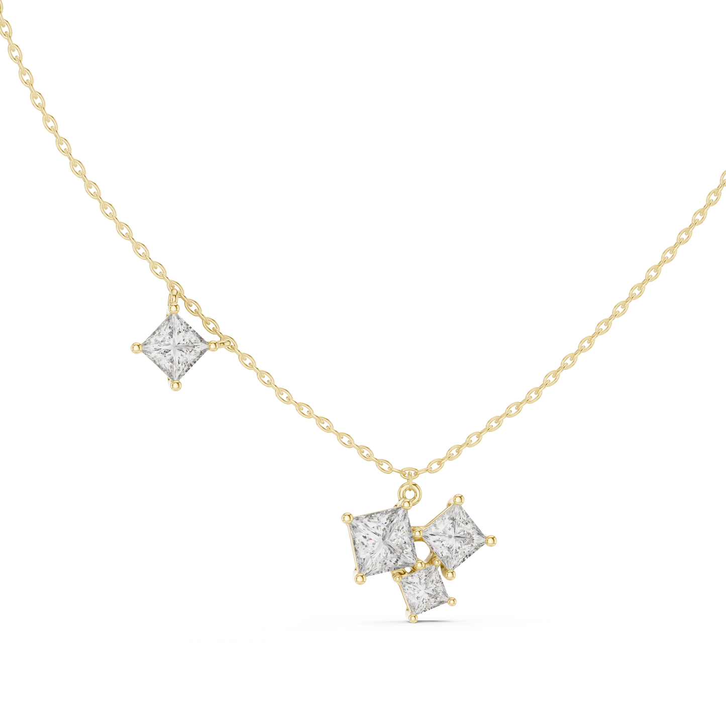 Princess Cut Four Stone Lab Grown Diamond Shinning Pendant For Her Anniversary - HIGHCARAT DIAMONDS