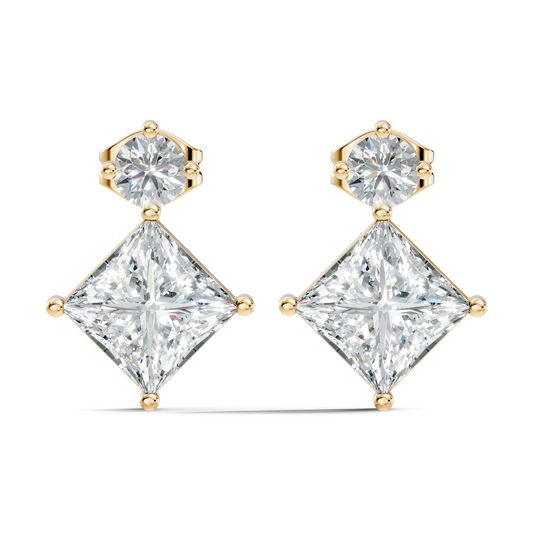 Classic Princess & Round Lab-Grown Diamond Stud Earrings Perfect Gift For Her - HIGHCARAT DIAMONDS