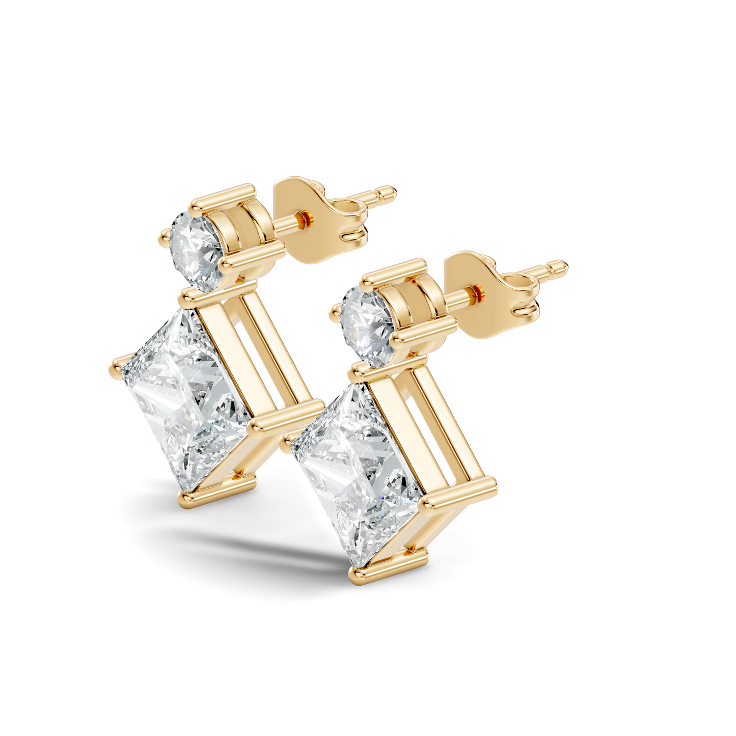 Classic Princess & Round Lab-Grown Diamond Stud Earrings Perfect Gift For Her - HIGHCARAT DIAMONDS