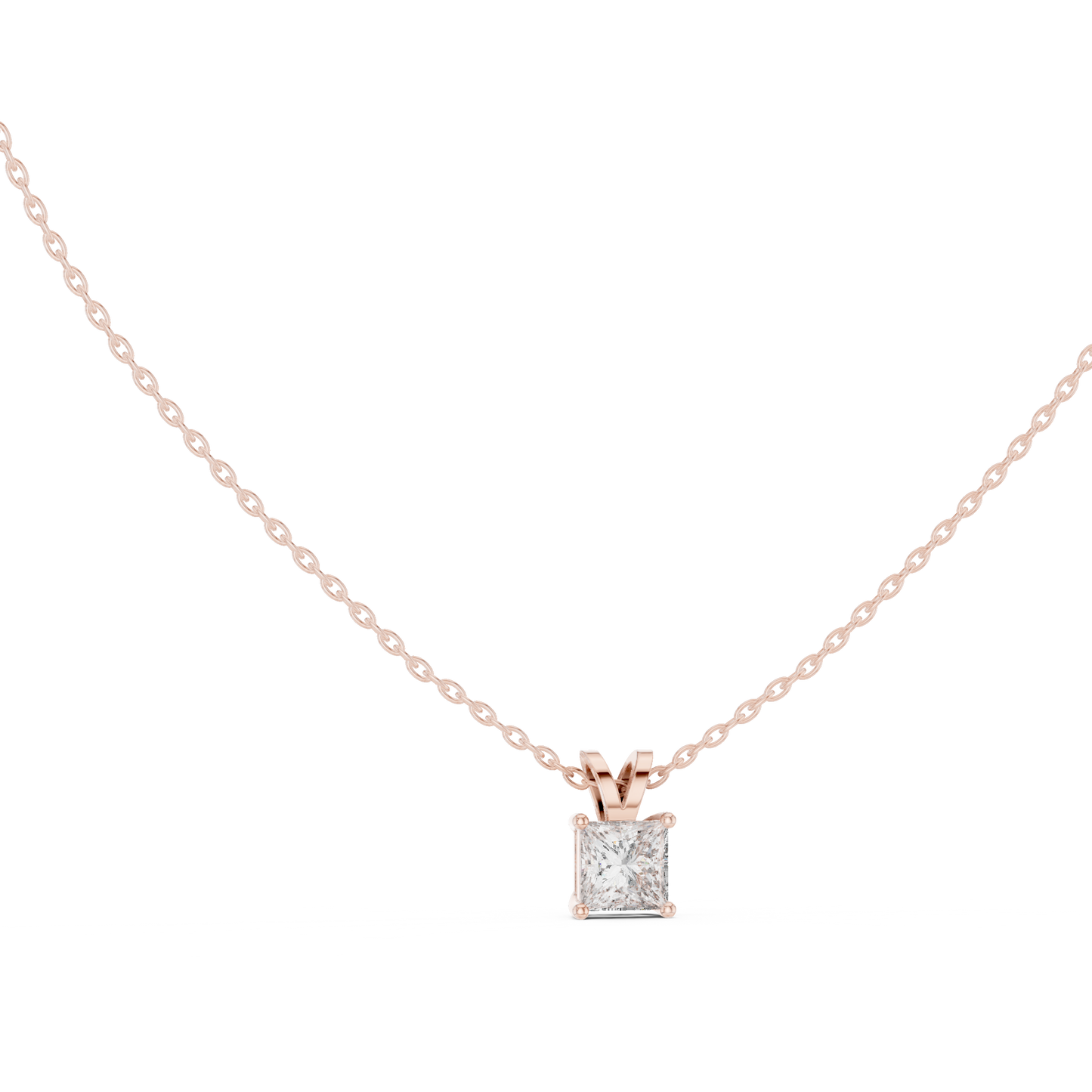 Princess Cut Lab Grown 1.04 CT In 18k Solid Gold Vintage Diamond Pendant For Her - HIGHCARAT DIAMONDS