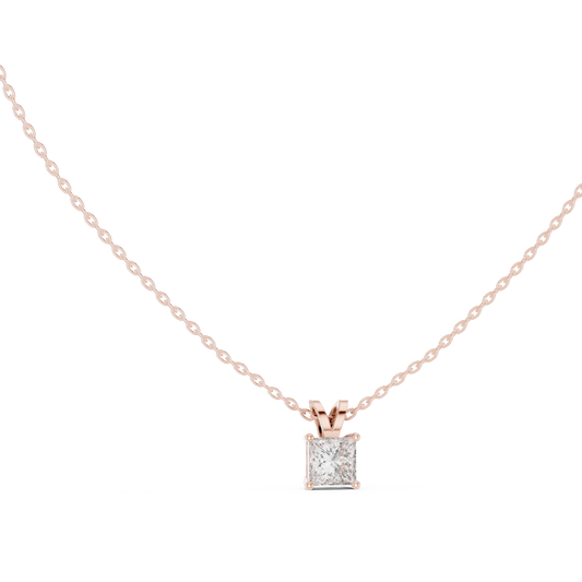 Princess Cut Lab Grown 1.04 CT In 18k Solid Gold Vintage Diamond Pendant For Her - HIGHCARAT DIAMONDS