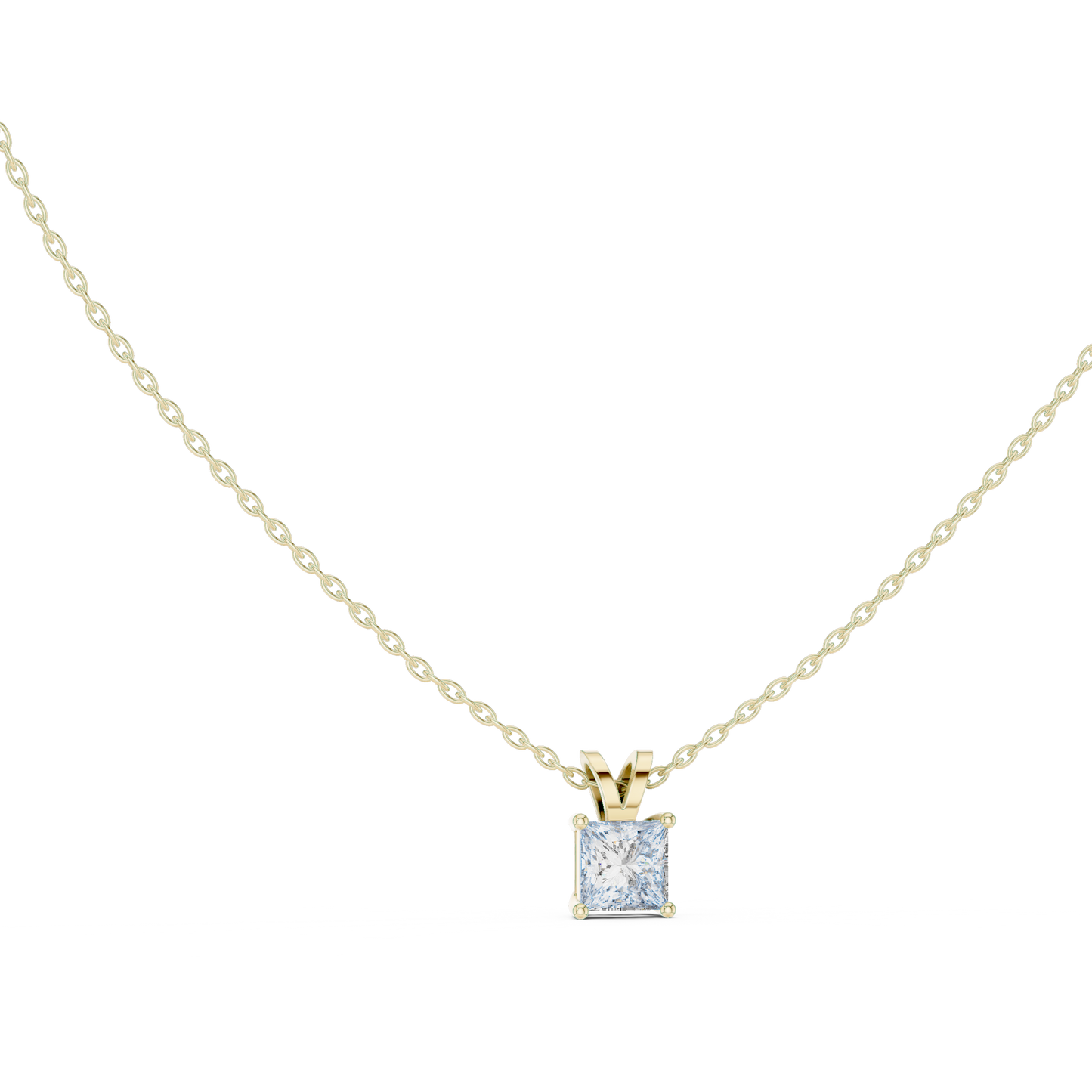 Princess Cut Lab Grown 1.04 CT In 18k Solid Gold Vintage Diamond Pendant For Her - HIGHCARAT DIAMONDS