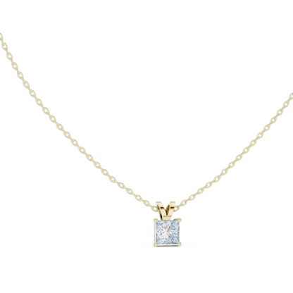 Princess Cut Lab Grown 1.04 CT In 18k Solid Gold Vintage Diamond Pendant For Her - HIGHCARAT DIAMONDS