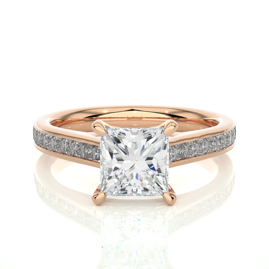 Princess Lab Grown Diamond Side Stone Engagement Ring, 1.95 Carat Accented Ring For Our Special Person - HIGHCARAT DIAMONDS