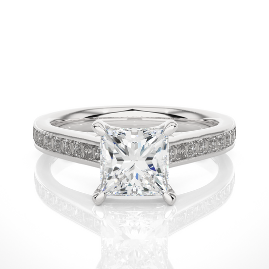 Princess Lab Grown Diamond Side Stone Engagement Ring, 1.95 Carat Accented Ring For Our Special Person