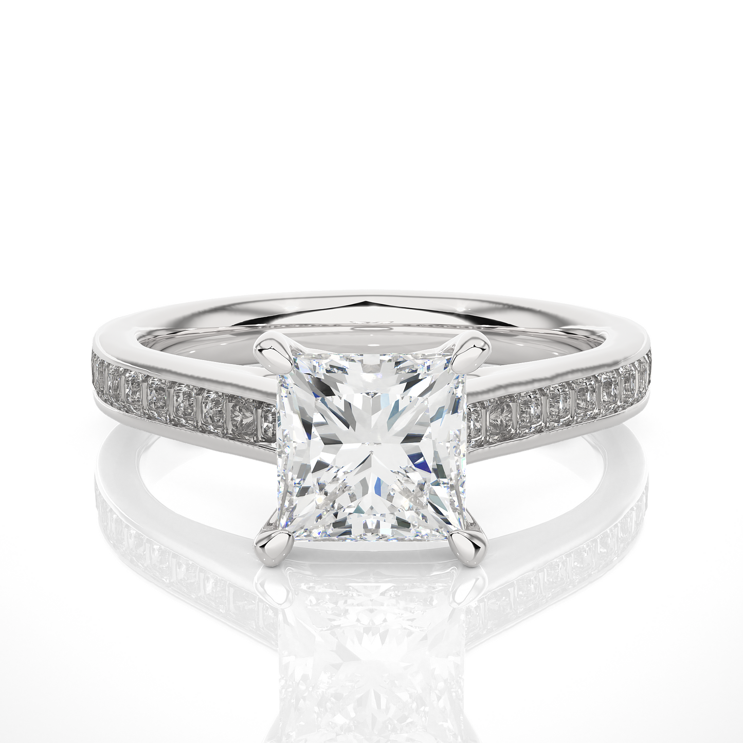 Princess Lab Grown Diamond Side Stone Engagement Ring, 1.95 Carat Accented Ring For Our Special Person