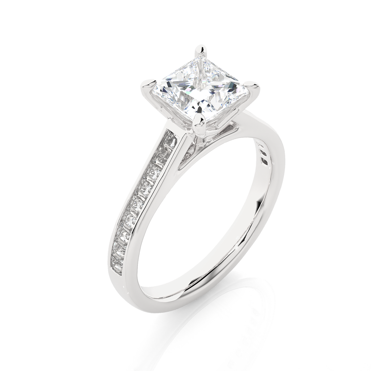 Princess Lab Grown Diamond Side Stone Engagement Ring, 1.95 Carat Accented Ring For Our Special Person - HIGHCARAT DIAMONDS
