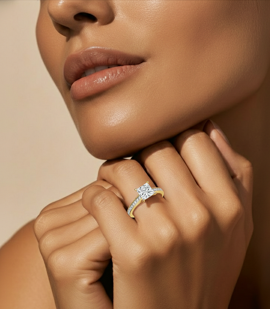 Princess Lab Grown Diamond Side Stone Engagement Ring, 1.95 Carat Accented Ring For Our Special Person