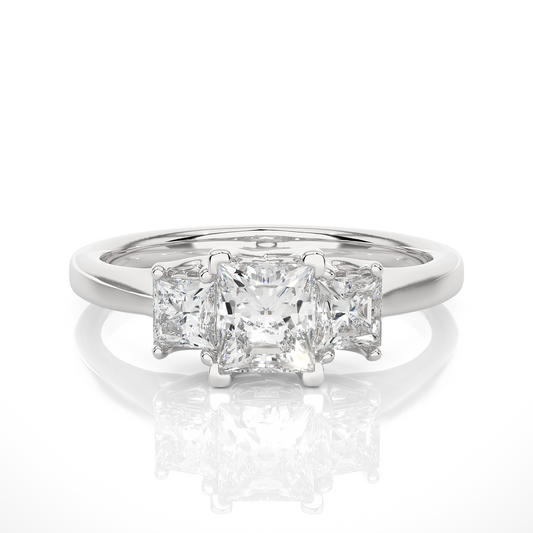 Princess Shaped Lab Grown Diamond Ring,14KYellow Gold  Vintage Three Stone Ring For Her - HIGHCARAT DIAMONDS