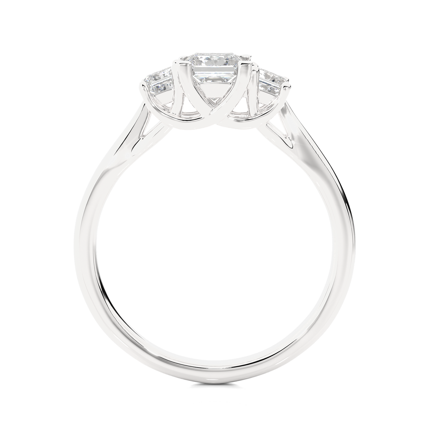 Princess Shaped Lab Grown Diamond Ring,14KYellow Gold  Vintage Three Stone Ring For Her - HIGHCARAT DIAMONDS