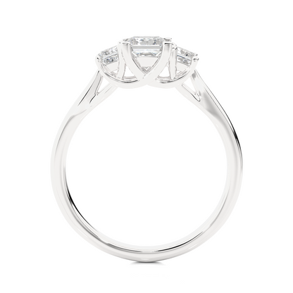 Princess Shaped Lab Grown Diamond Ring,14KYellow Gold  Vintage Three Stone Ring For Her - HIGHCARAT DIAMONDS