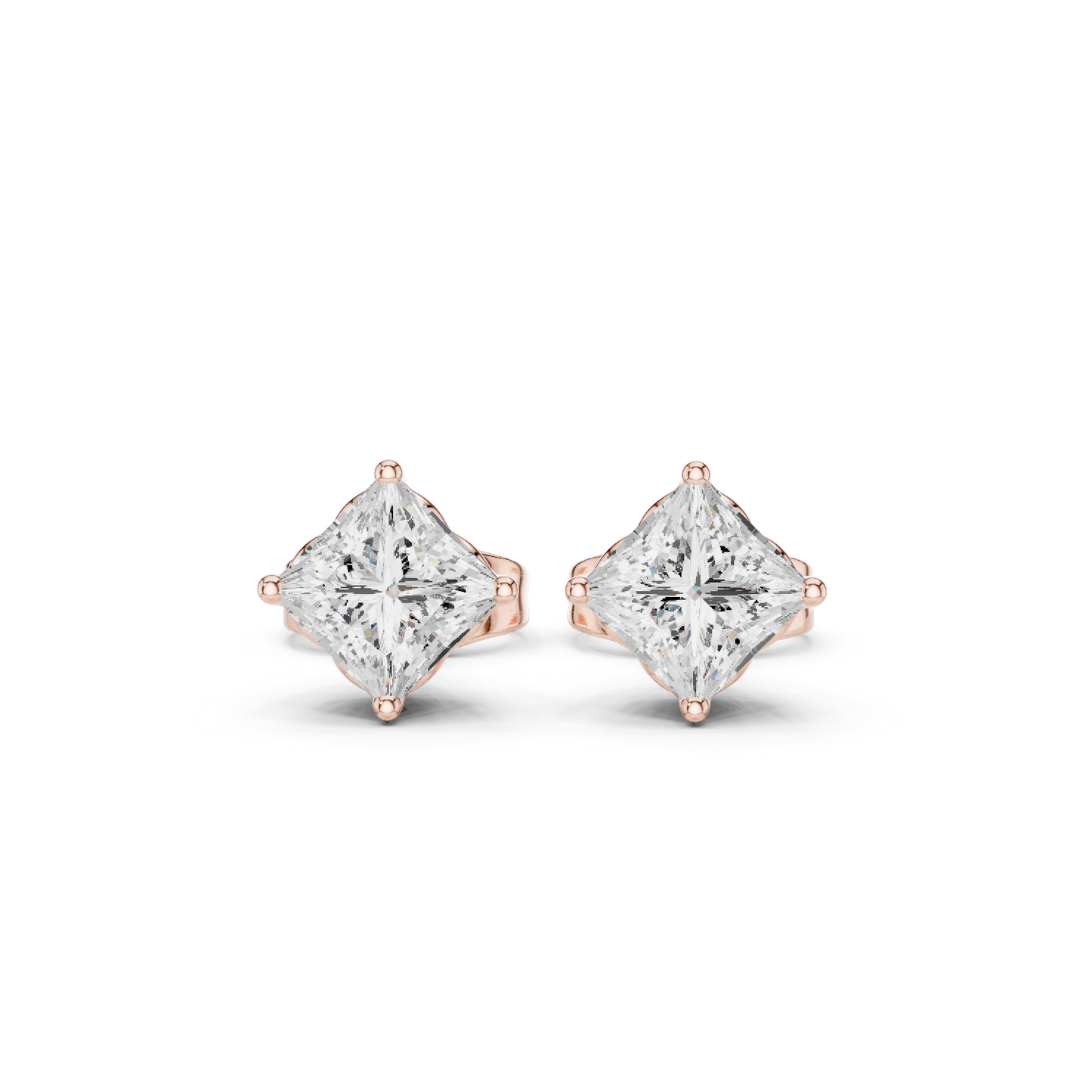10kSolid White Gold Princess Cut Lab Grown Diamond Wedding Wear Classic Look Diamond Earring For Girl - HIGHCARAT DIAMONDS