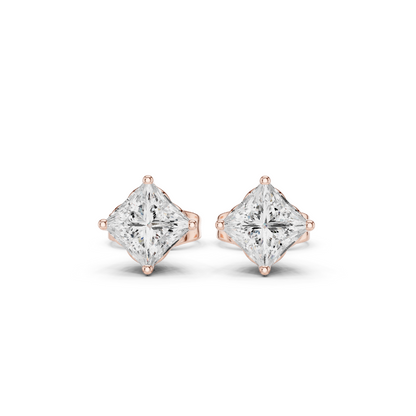 10kSolid White Gold Princess Cut Lab Grown Diamond Wedding Wear Classic Look Diamond Earring For Girl - HIGHCARAT DIAMONDS