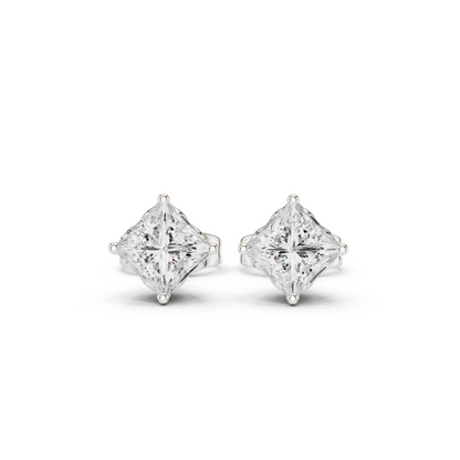 10kSolid White Gold Princess Cut Lab Grown Diamond Wedding Wear Classic Look Diamond Earring For Girl - HIGHCARAT DIAMONDS