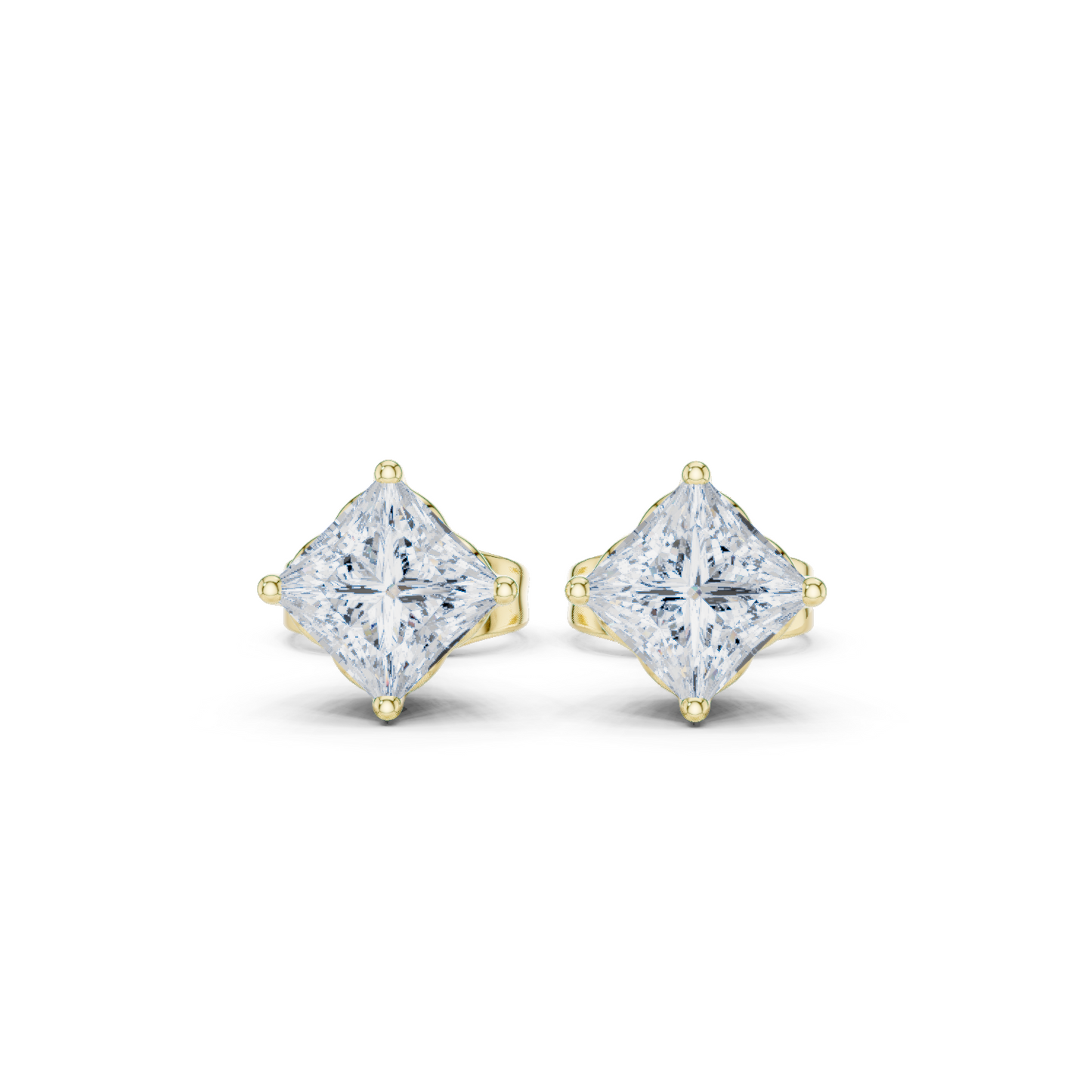 10kSolid White Gold Princess Cut Lab Grown Diamond Wedding Wear Classic Look Diamond Earring For Girl - HIGHCARAT DIAMONDS