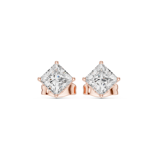 10kSolid White Gold Princess Cut Lab Grown Diamond Wedding Wear Classic Look Diamond Earring For Girl - HIGHCARAT DIAMONDS