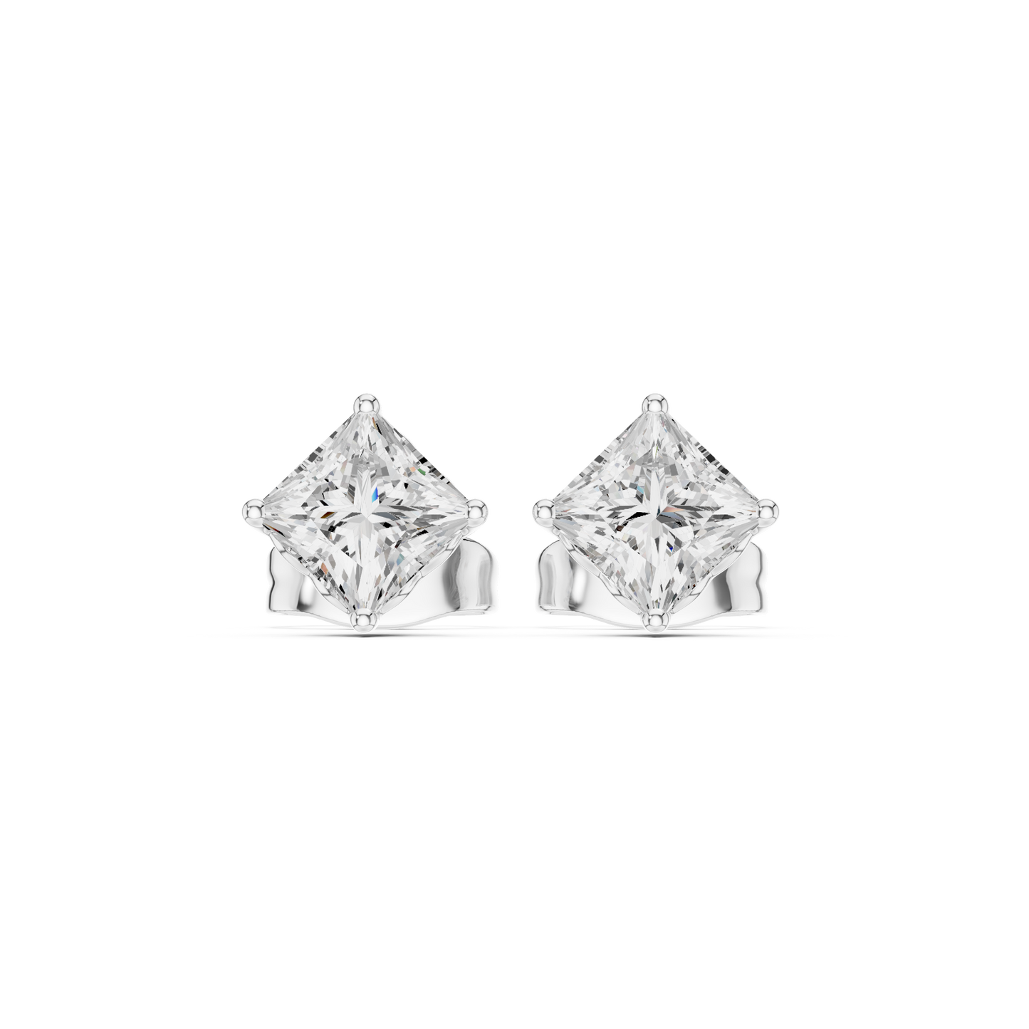 10kSolid White Gold Princess Cut Lab Grown Diamond Wedding Wear Classic Look Diamond Earring For Girl - HIGHCARAT DIAMONDS