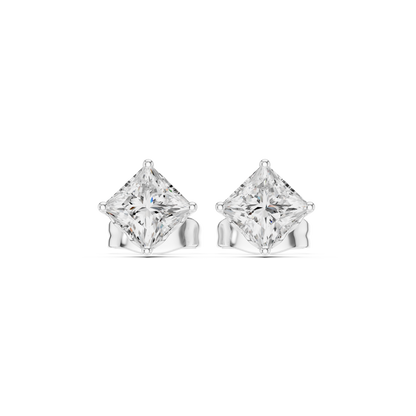 10kSolid White Gold Princess Cut Lab Grown Diamond Wedding Wear Classic Look Diamond Earring For Girl - HIGHCARAT DIAMONDS