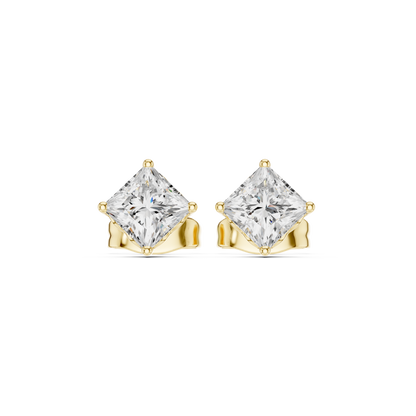 10kSolid White Gold Princess Cut Lab Grown Diamond Wedding Wear Classic Look Diamond Earring For Girl - HIGHCARAT DIAMONDS