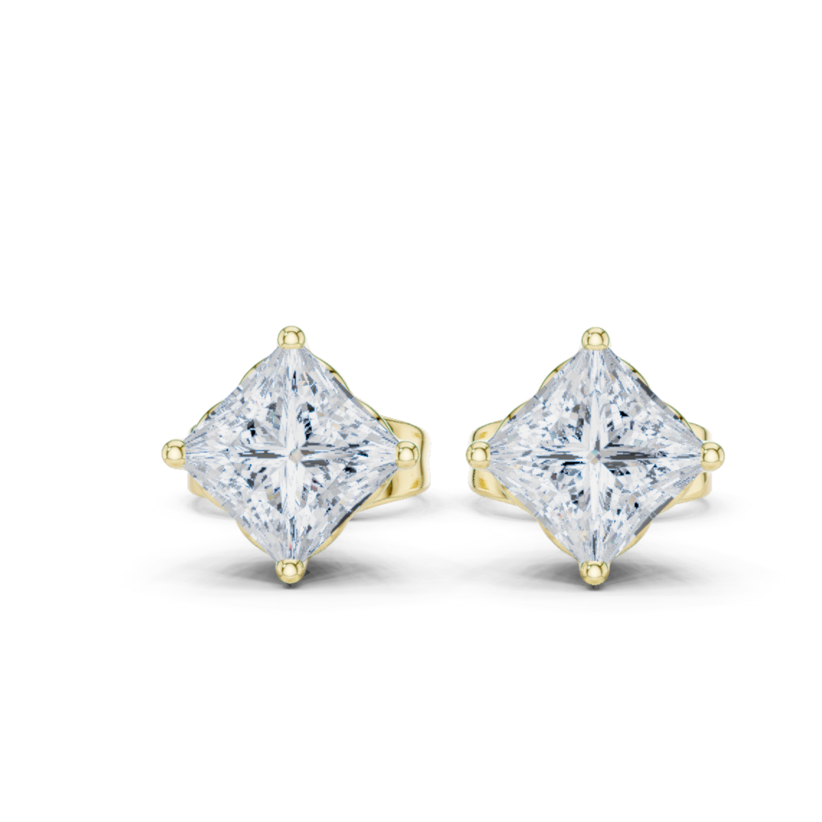 Princess Lab Grown Solitaire Prong Set Diamond Stud Earring