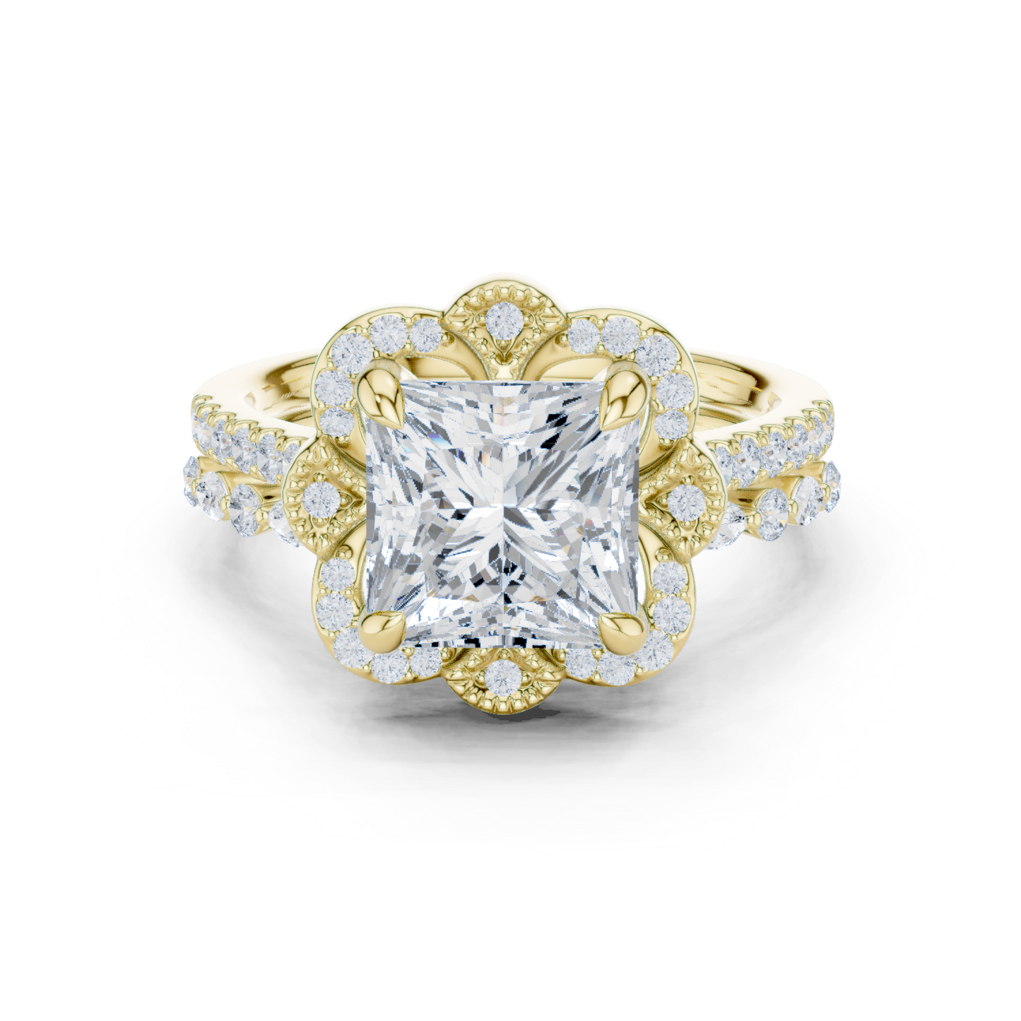 3.65Ct Princess, Marquise and Round Cut Diamond Unique Vintage Classic Dainty Bridesmaid Ring For Her - HIGHCARAT DIAMONDS