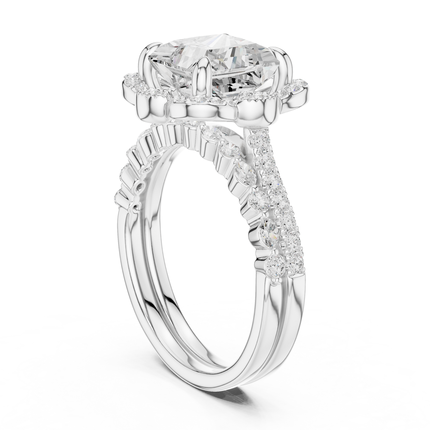 3.65Ct Princess, Marquise and Round Cut Diamond Unique Vintage Classic Dainty Bridesmaid Ring For Her - HIGHCARAT DIAMONDS