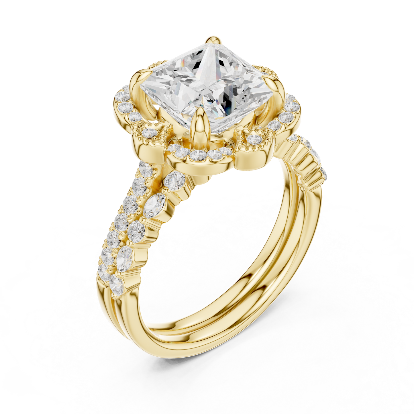 3.65Ct Princess, Marquise and Round Cut Diamond Unique Vintage Classic Dainty Bridesmaid Ring For Her - HIGHCARAT DIAMONDS