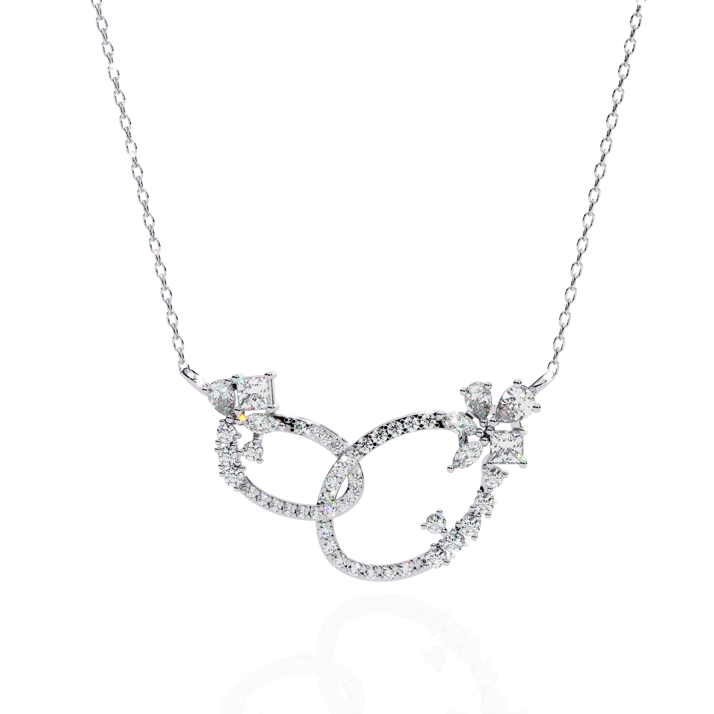 Princess, Marquise, Pear & Round Shapes Lab Grown  Diamond Art Deco  Stunning Classic Wedding Necklace For Women's - HIGHCARAT DIAMONDS