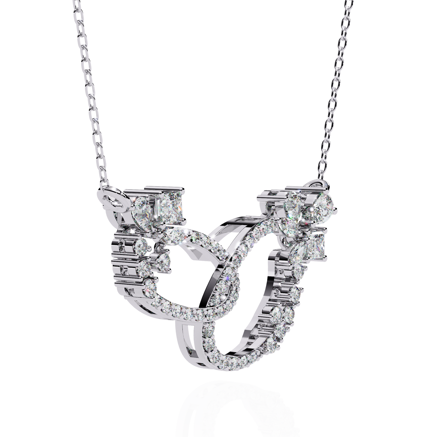 Princess, Marquise, Pear & Round Shapes Lab Grown  Diamond Art Deco  Stunning Classic Wedding Necklace For Women's - HIGHCARAT DIAMONDS
