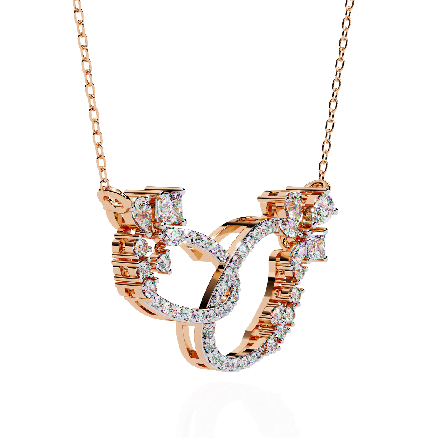 Princess, Marquise, Pear & Round Shapes Lab Grown  Diamond Art Deco  Stunning Classic Wedding Necklace For Women's - HIGHCARAT DIAMONDS