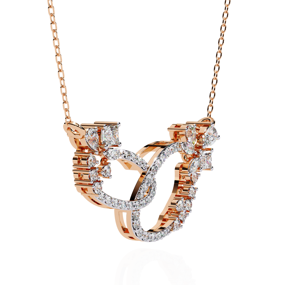 Princess, Marquise, Pear & Round Shapes Lab Grown  Diamond Art Deco  Stunning Classic Wedding Necklace For Women's - HIGHCARAT DIAMONDS