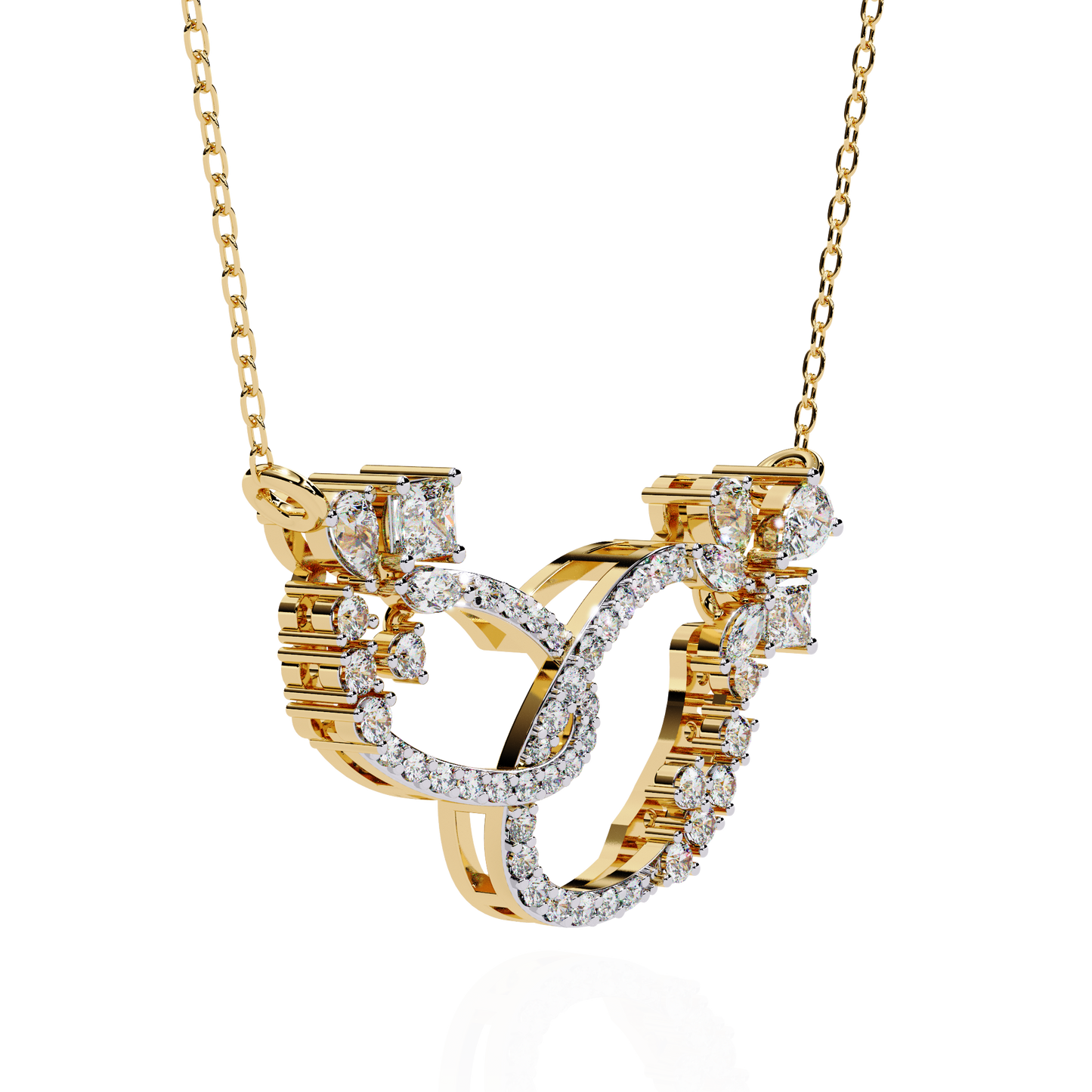 Princess, Marquise, Pear & Round Shapes Lab Grown  Diamond Art Deco  Stunning Classic Wedding Necklace For Women's - HIGHCARAT DIAMONDS