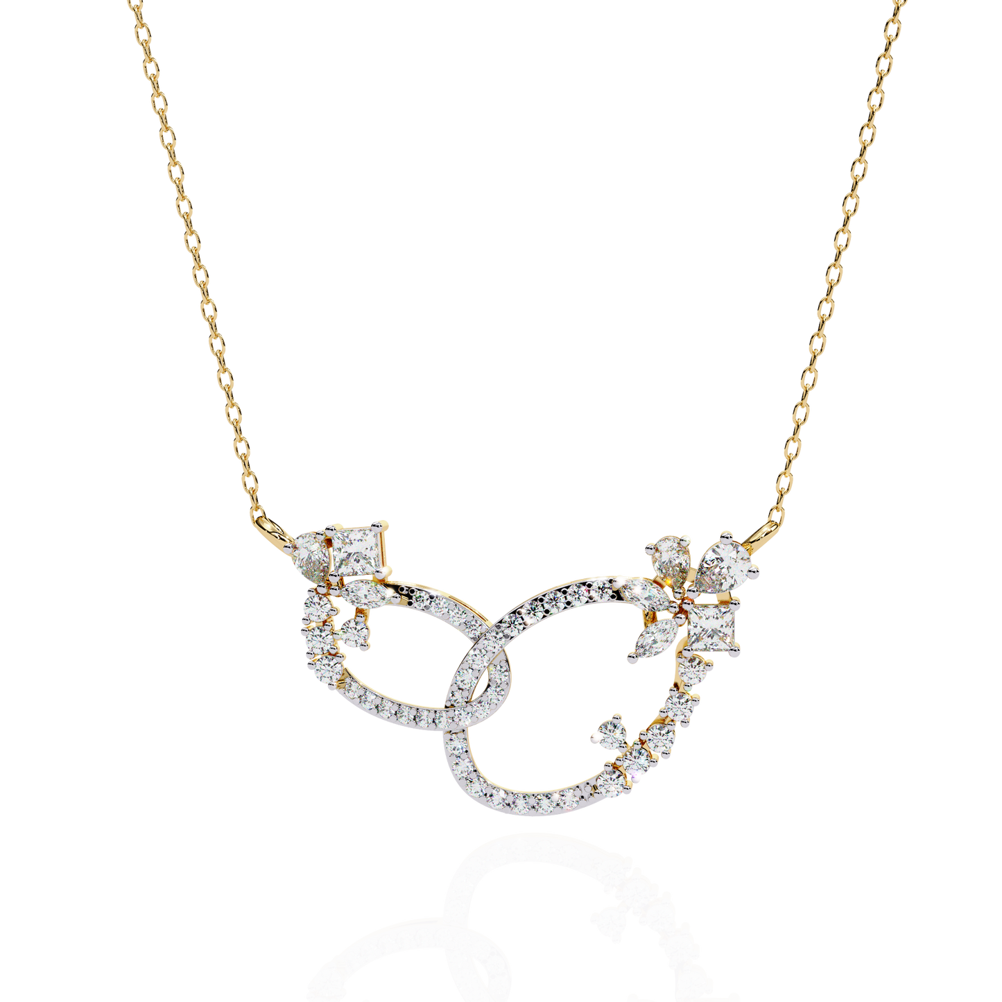 Princess, Marquise, Pear & Round Shapes Lab Grown  Diamond Art Deco  Stunning Classic Wedding Necklace For Women's - HIGHCARAT DIAMONDS