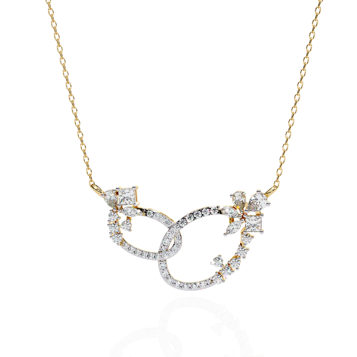 Princess, Marquise, Pear & Round Shapes Lab Grown  Diamond Art Deco  Stunning Classic Wedding Necklace For Women's - HIGHCARAT DIAMONDS