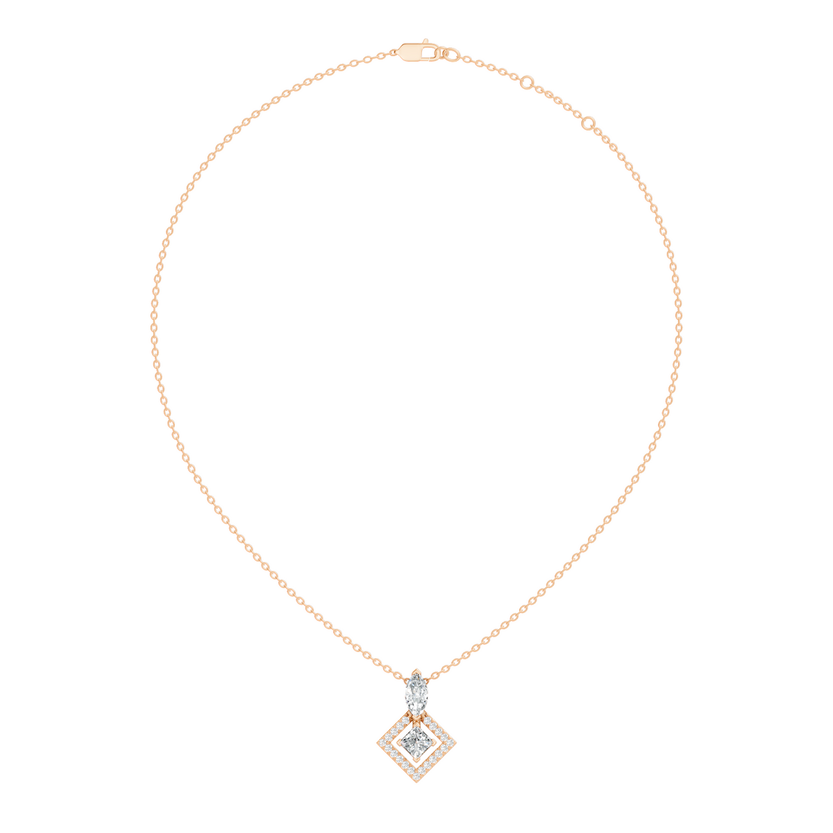 Stunning 1 CT  Princess Cut Lab Grown Diamond Pendant 18K Solid Gold Jewelry Gift for Her - HIGHCARAT DIAMONDS