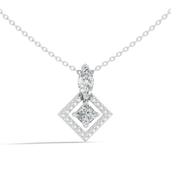 Stunning 1 CT  Princess Cut Lab Grown Diamond Pendant 18K Solid Gold Jewelry Gift for Her - HIGHCARAT DIAMONDS