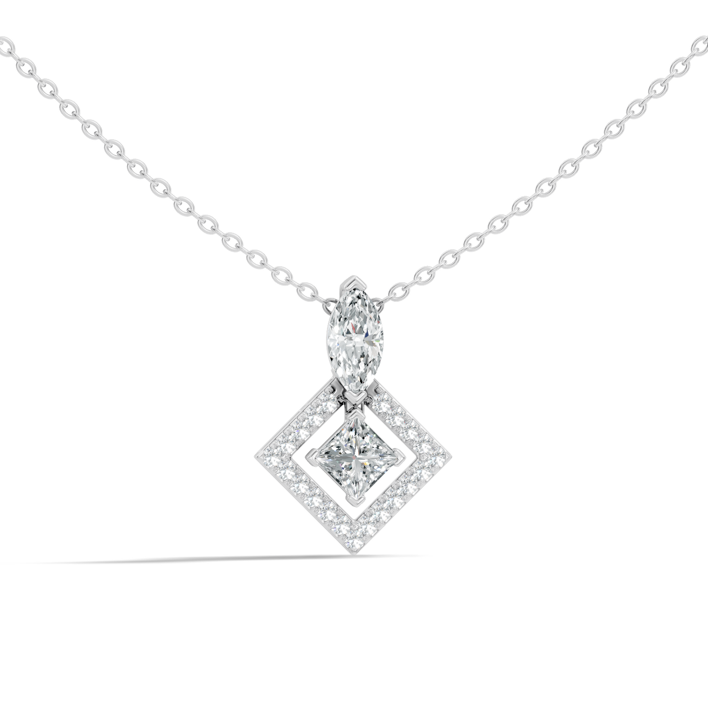 Stunning 1 CT  Princess Cut Lab Grown Diamond Pendant 18K Solid Gold Jewelry Gift for Her - HIGHCARAT DIAMONDS