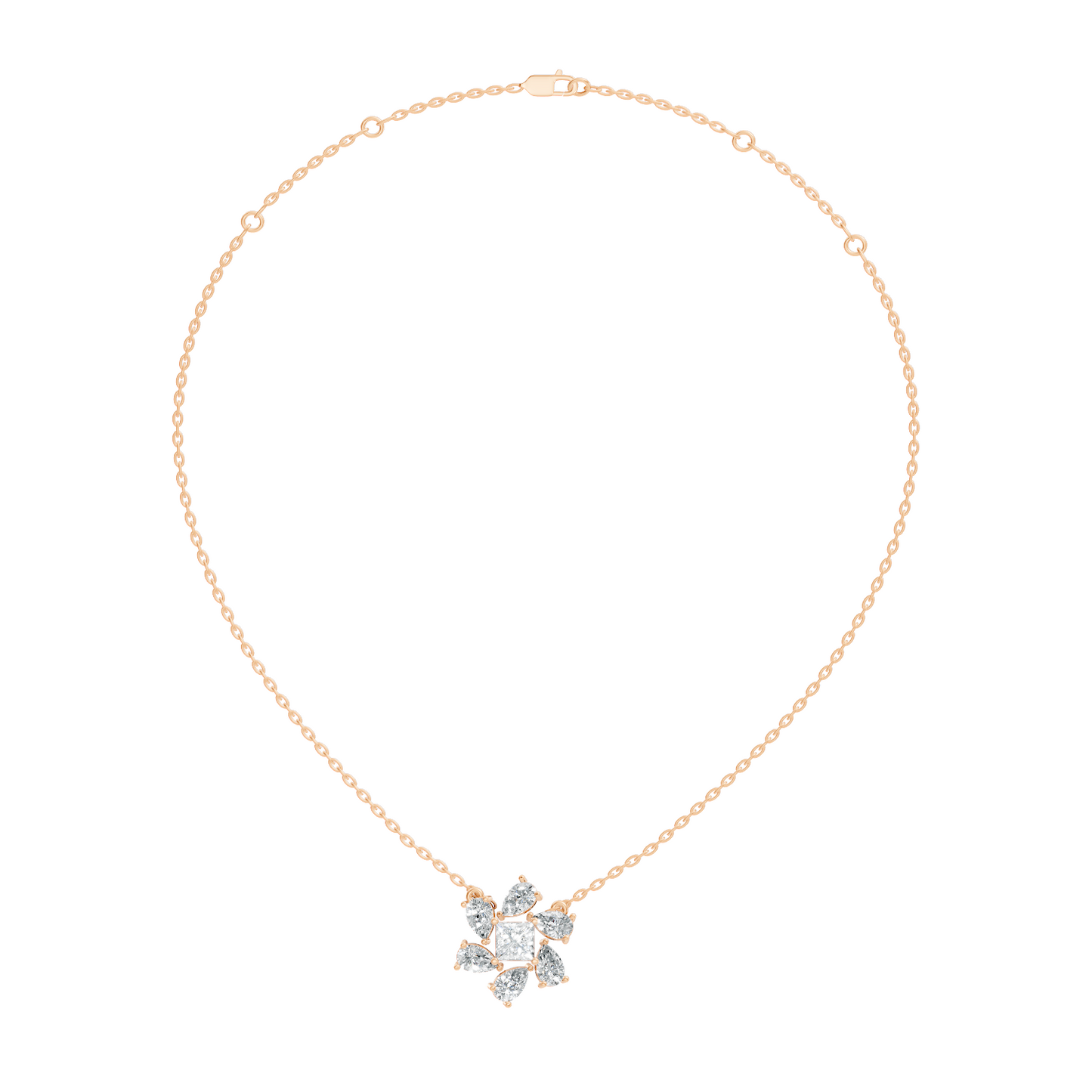 Princess & Pear Lab-Grown Diamond Pendant Colorless White Gold Elegance Gift In 14K Gold