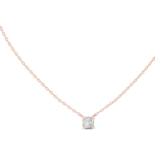 Princess Cut Solitaire Pendant Minimal Elegant Design In Gold Dainty Jewelry For Her - HIGHCARAT DIAMONDS
