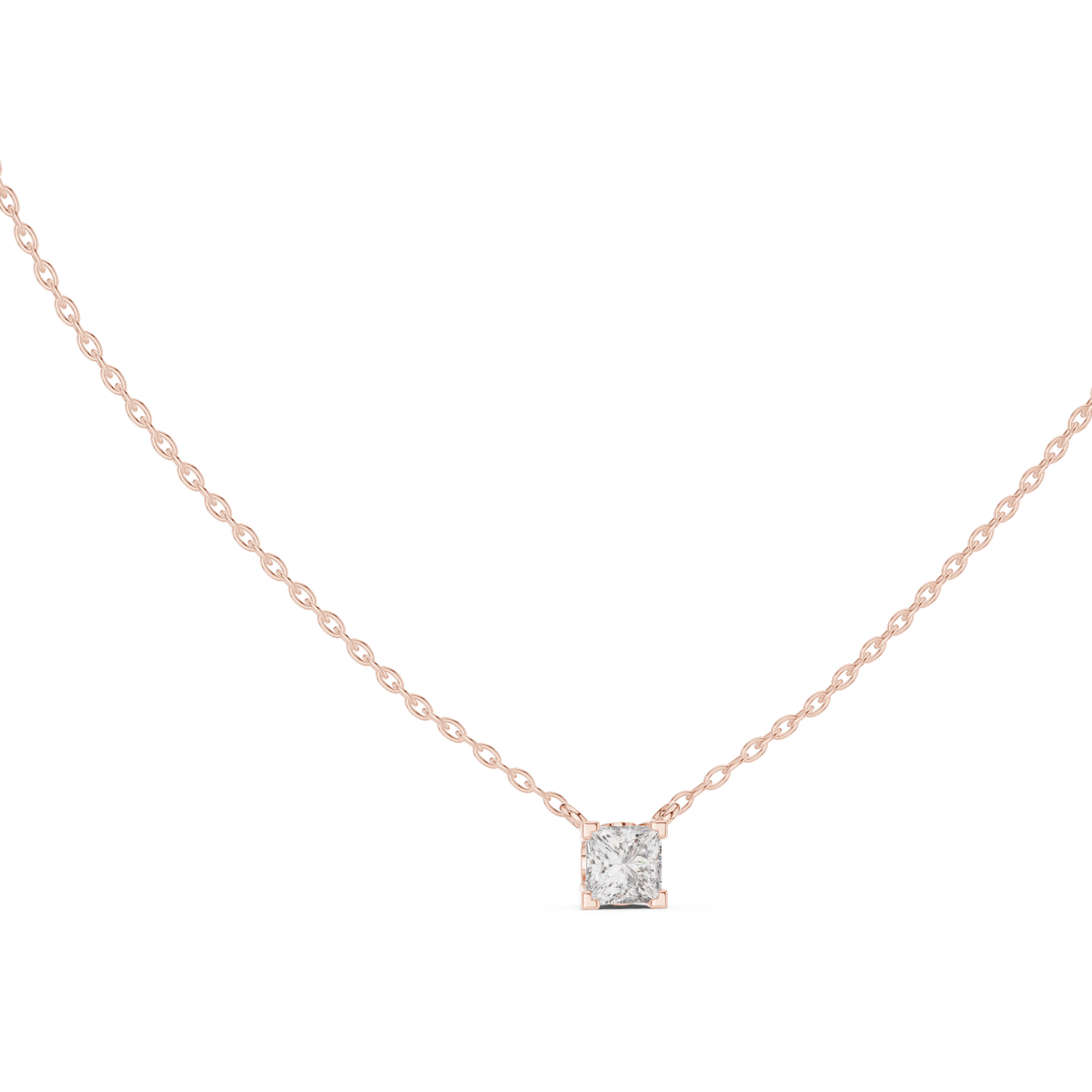 Princess Cut Solitaire Pendant Minimal Elegant Design In Gold Dainty Jewelry For Her - HIGHCARAT DIAMONDS