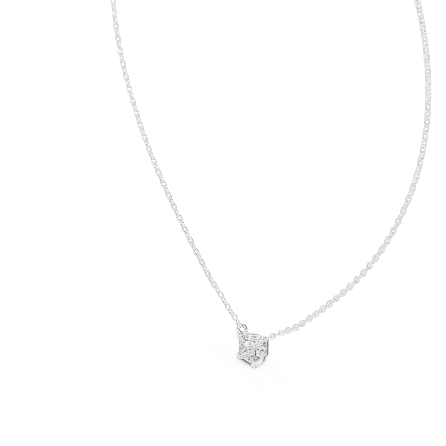 Princess Cut Solitaire Pendant Minimal Elegant Design In Gold Dainty Jewelry For Her - HIGHCARAT DIAMONDS