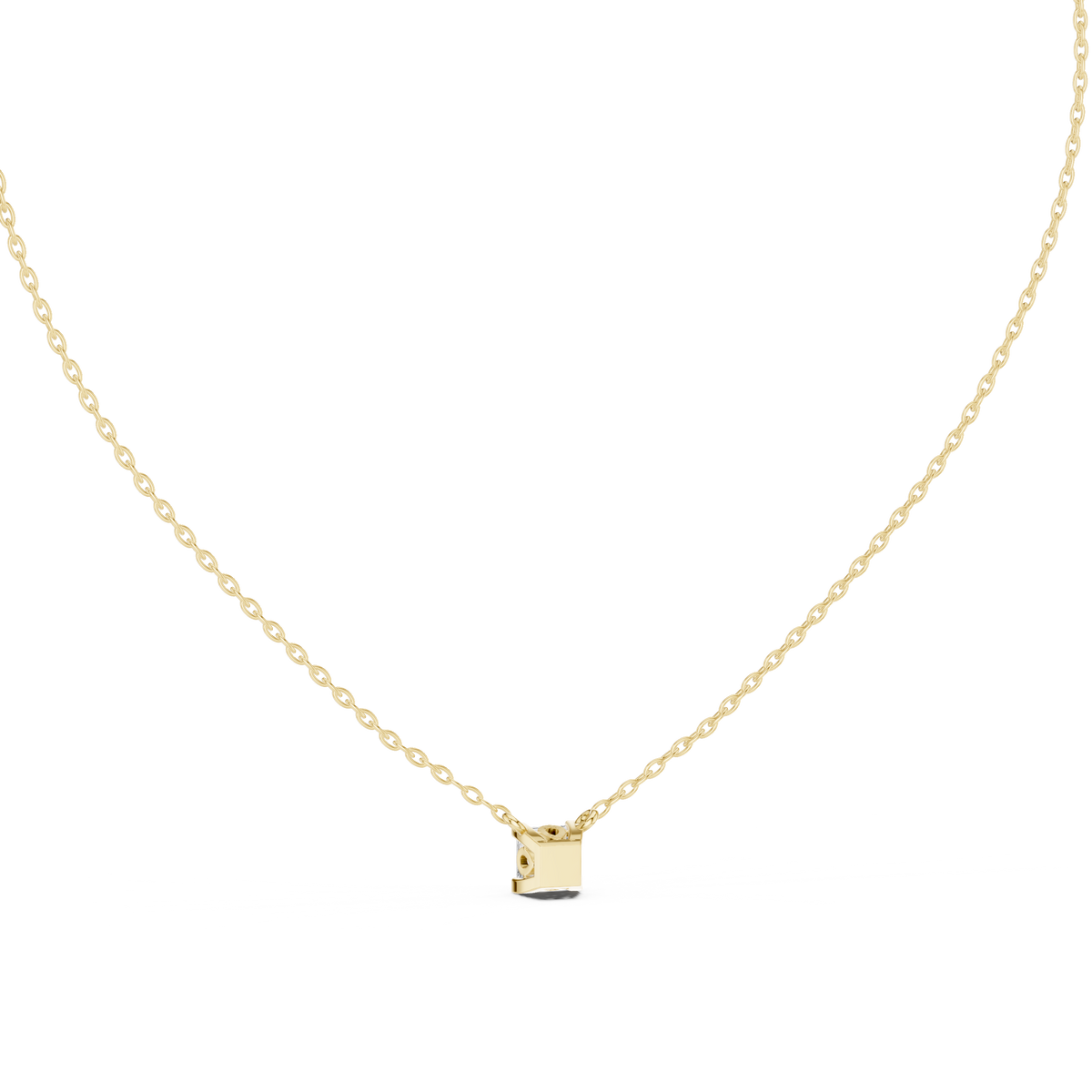 Princess Cut Gold Solitaire Lab Grown Diamond Pendant Top View
