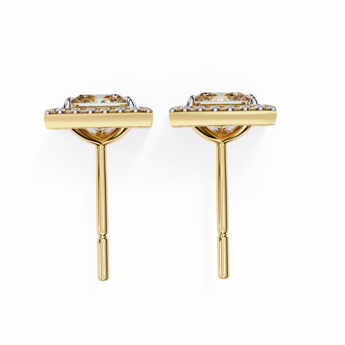 Princess And Round Cut Diamond Classic Unique Art Deco Stunning Vintage Stud Earring Gift For Her - HIGHCARAT DIAMONDS