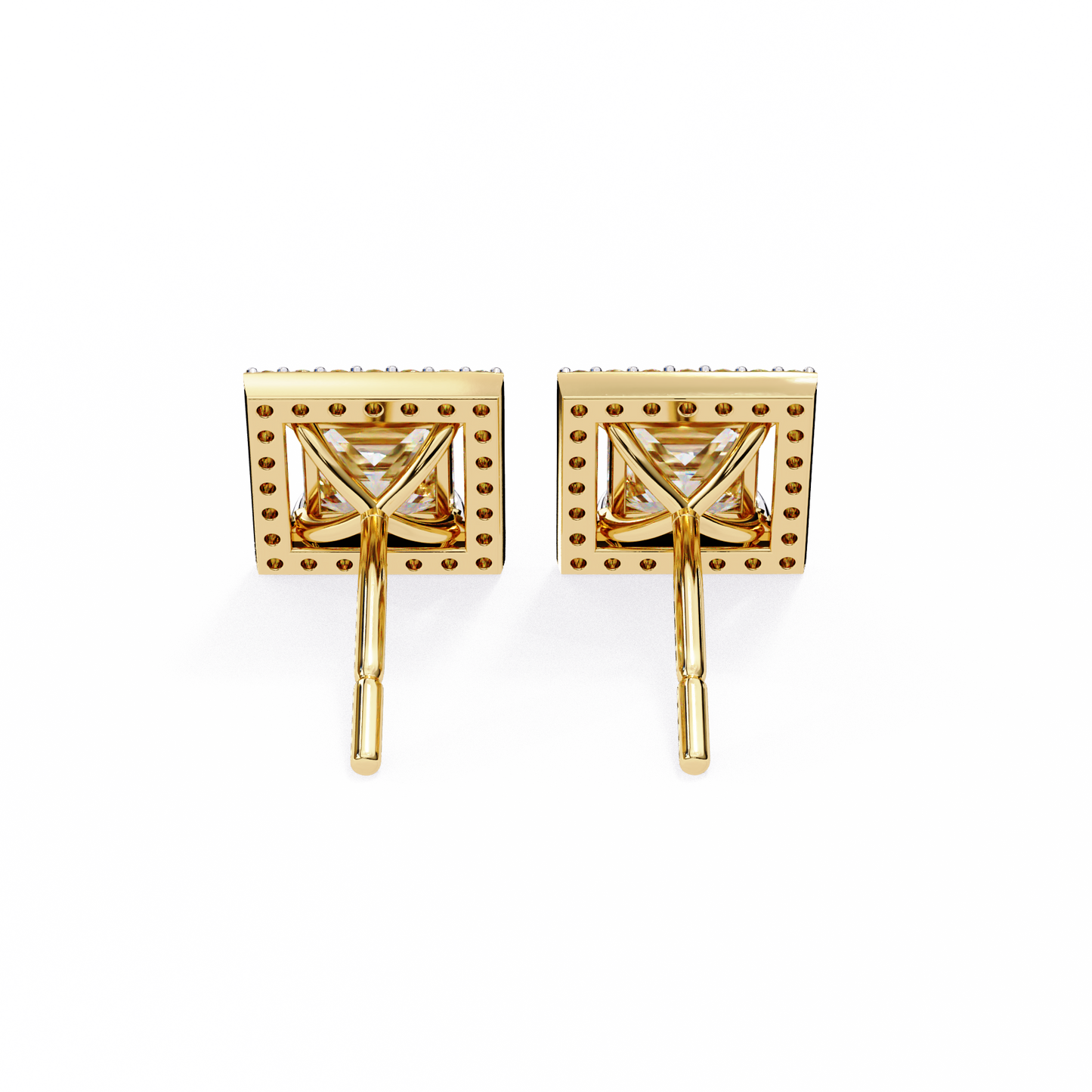 Princess And Round Cut Diamond Classic Unique Art Deco Stunning Vintage Stud Earring Gift For Her - HIGHCARAT DIAMONDS