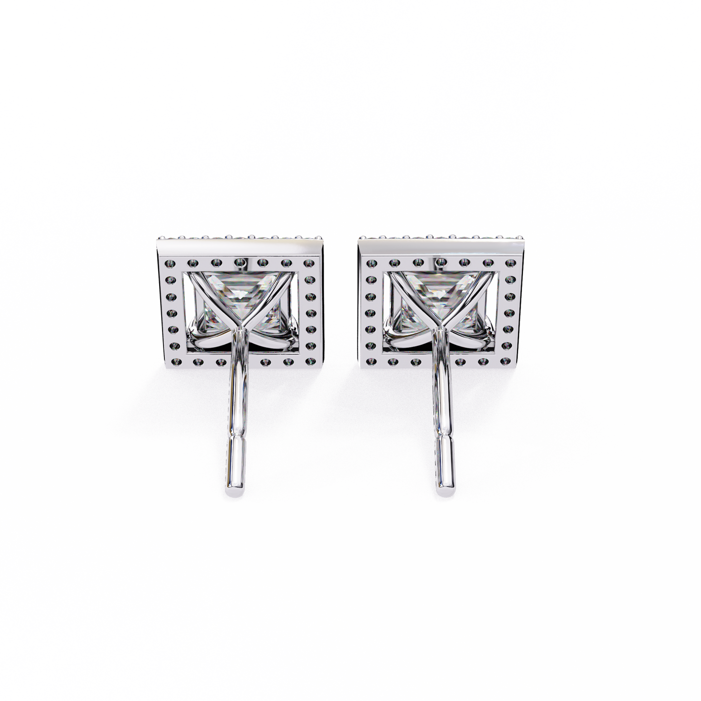 Princess And Round Cut Diamond Classic Unique Art Deco Stunning Vintage Stud Earring Gift For Her - HIGHCARAT DIAMONDS