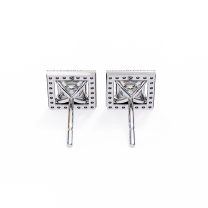 Princess And Round Cut Diamond Classic Unique Art Deco Stunning Vintage Stud Earring Gift For Her - HIGHCARAT DIAMONDS